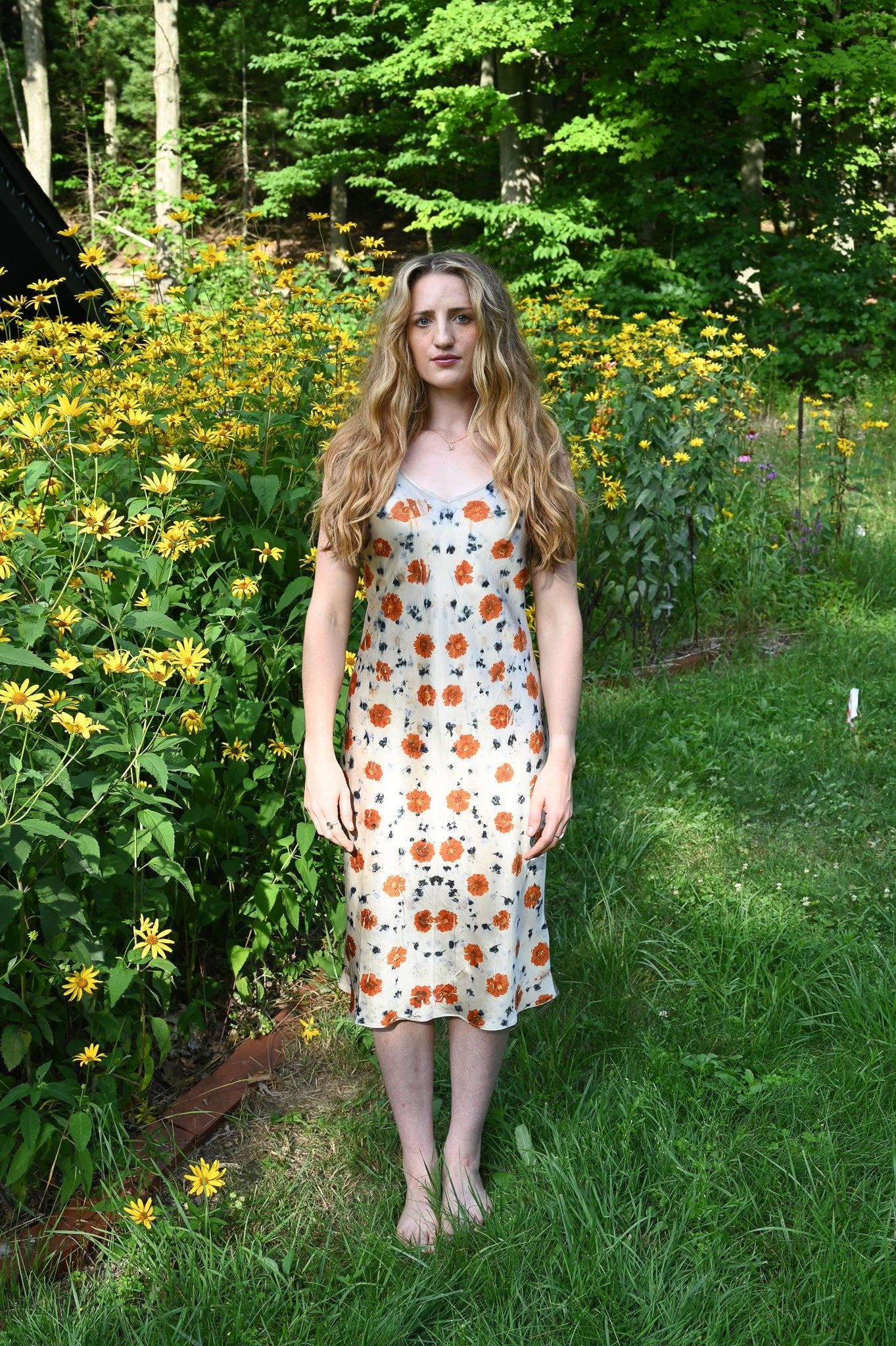 Flower Dyed ✿ Silk Slip Dress - Circles and Cycles